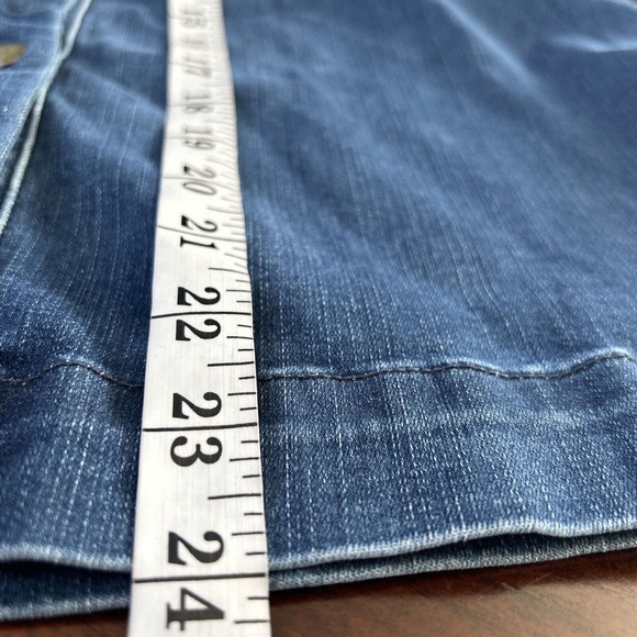 Barbour‎ Women’s Sz 10 Maddison Dark Wash Button Denim Skirt Pockets Stretch - Picture 7 of 8